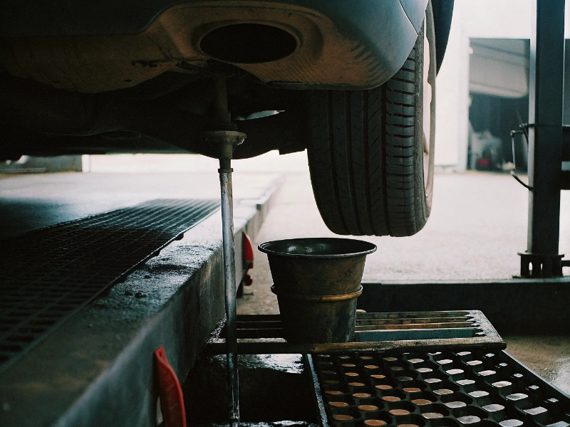Quick oil change service performed by experienced mechanic